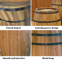 Table d'appoint rustique en bois de fût de vin avec bandes métalliques, table d'appoint en bois massif pour la maison, le jardin, le bar, la terrasse
