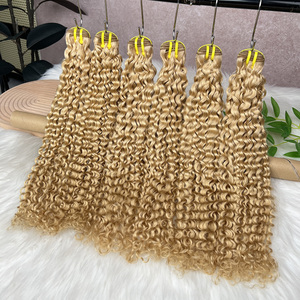 Vente en gros # 27 Bundles de Cheveux Humains Bouclés Profonds Blond Miel, Cheveux Indiens Vierges Bruts, Extensions de Cheveux en Tissage - Product Image 2