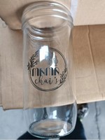 Gobelet en verre Mason personnalisé de 24 oz avec couvercle en bambou et paille pour Bubble Tea