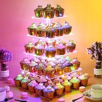 Présentoir à gâteaux en acrylique transparent en gros, tour de présentation multi-niveaux pour cupcakes, pour mariages, fêtes, anniversaires, support de dessert en forme d'arbre