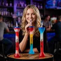 Gobelets en plastique à long col de 16oz/24oz/32oz (600ml, 1000ml, 1L) pour fêtes et boissons glacées, avec paille