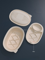 Moderne Dim Sum Bakje Deksel 232x164x83mm Gecompartimenteerde Biologisch Afbreekbare Wegwerp Ravioli Schaal voor Authentieke Dumpling Huisjes