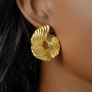 Joyería de Moda, Aretes de Aro Geométricos Modernos, de Acero Inoxidable, Resistentes al Agua, Chapados en Oro de 18k, Unisex, para Aniversario, Certificados por GDTC - Product Image 5