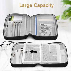 Funda Protectora para Biblia Negra con Bolsillos con Cremallera y Asa Resistente, Estuche para Transportar la Biblia para Hombres, Muestra Gratis - Product Image 4
