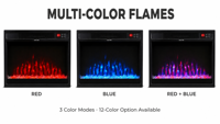 Cheminée encastrée de 23, 26, 36, 40, 50 pouces avec flamme LED, construction métallique, télécommande pour usage extérieur et domestique