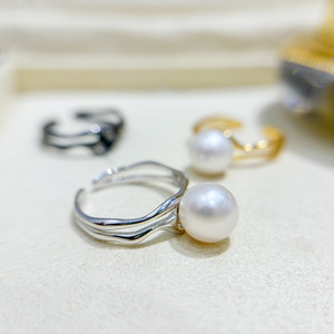 WENCHI S925 แหวนเงินพร้อมลูกปัดกลม 9-13 มม. DIY อุปกรณ์เสริมไข่มุกแฟชั่นเครื่องประดับขนาด 25 มม. รุ่น 11983 - Product Image 4