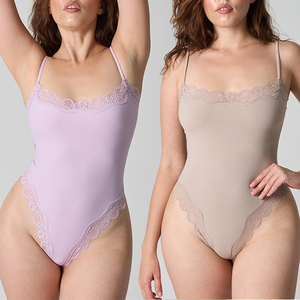 Body string sexy pour femme avec bordure en dentelle, bretelles réglables, sensation seconde peau, entrejambe à boutons-pression, coupe haute, sans couture, pour superposition quotidienne - Product Image 2