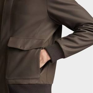 <span class=keywords><strong>Giacca</strong></span> Bomber in <span class=keywords><strong>pelle</strong></span> stile Casual con Logo personalizzato <span class=keywords><strong>camicia</strong></span> a maniche lunghe con cerniera per tasche invernali a spessore sottile - Product Image 4