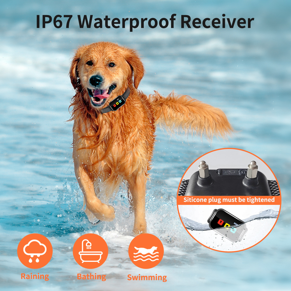 Smart Electronic Pet Collar, HD Color Screen Display, Remote Controller, IP67 Waterproof Receiver -