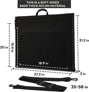 Échantillon gratuit de sac de présentation d'art, 20x26 pouces, étui de présentation d'art en toile noire avec bandoulière amovible, coins en cuir - Product Image 2