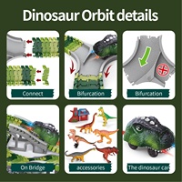 Set de Pista de Carreras de Dinosaurios de 235 Piezas, Juego de Construcción Flexible para Niños, Ensamblaje DIY