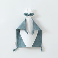 Serviette apaisante pour bébé avec petit renard blanc en peluche en gaze de coton pur marionnette à main sans danger pour la bouche aide au sommeil pour les nourrissons literie