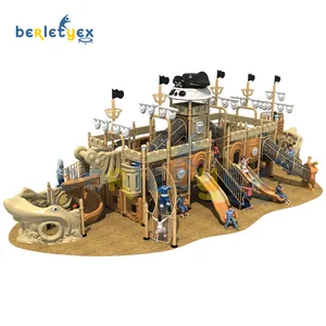 Berletyex Customizable Pirate Ship Slide Outdoor Playground Equipment With Plastic Tube Slide Swing