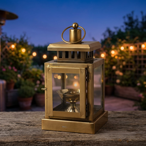 Vintage Durable Lantern with Hanging Ring, Wall Hanging Lantern Candle <b>Lamp</b>, Antique Design iron Holder for Home and Cafe Decor - Product Image 4