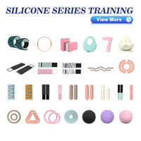 SANFAN Kit d'Accessoires Personnalisables Logo Yoga Pilates: Bande de Résistance Rose, Cercle de Pilates, Patins de Glisse Core, Poids Cheville