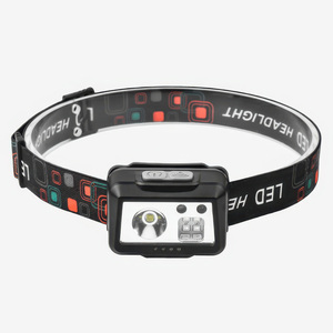 Lampe frontale <span class=keywords><strong>LED</strong></span> COB à détecteur de mouvement, lumière blanche/rouge, étanche IP55, 3 modes, <span class=keywords><strong>bandeau</strong></span> réglable, batterie rechargeable 1000 mAh, fixation - Product Image 1