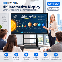 Écran interactif 4K de 55 à 65 pouces, tableau blanc intelligent multi-touch, tableau numérique pour l'enseignement, panneau de conférence éducatif