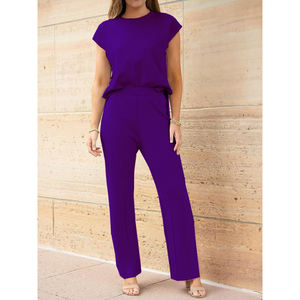 Conjunto Casual de Dos Piezas para Mujer: Chaleco sin Mangas de Punto y Pantalones Anchos de Punto - Product Image 6
