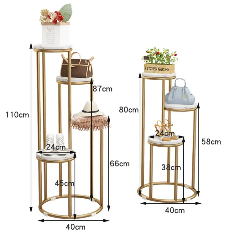 Stand per piante da fiore rotonde di lusso nordico leggero tavoli da esposizione con piano in legno marmorizzato espositori per negozi di abbigliamento