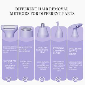 Juego <span class=keywords><strong>de</strong></span> afeitadora multifuncional 5 en 1 para damas, <span class=keywords><strong>depiladora</strong></span> eléctrica para <span class=keywords><strong>cejas</strong></span>, pulidor <span class=keywords><strong>de</strong></span> uñas, batería totalmente alimentada, uso doméstico - Product Image 4