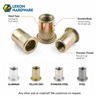 LEKON Prix usine Écrou à riveter moleté à tête plate M3 M4 M5 M6 M8 M10 M12 en acier inoxydable, écrou à riveter aveugle à insérer, Rivnut