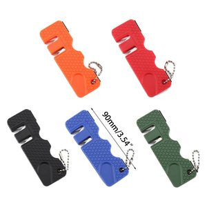 Portable 2-Stage Tungsten Steel <b>Mini</b> Knife Sharpener Outdoor Camping Keychain Multipurpose Sharpening Tools for Home Kitchen Use - Product Image 2