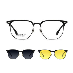 Lunettes de vue rectangulaires en titane Ch9318 avec lunettes de soleil magnétiques, anti-lumière bleue, protection UV, unisexe - Product Image 1