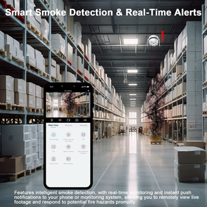 Caméra <span class=keywords><strong>de</strong></span> sécurité IP panoramique fisheye à audio bidirectionnel 4G POE WiFi 360°, détecteur <span class=keywords><strong>de</strong></span> fumée AI, vision nocturne couleur 4MP, intérieur - Product Image 3