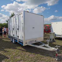 Remorque mobile de luxe VIP à 4 stations, toilettes extérieures portables avec douche et toilettes, salle de bain de luxe haut de gamme