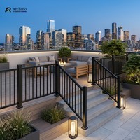 Rampe de balcon en alliage d'aluminium minimaliste haute résistance, résistante à la rouille, noire, pour escalier et villa (DIY)