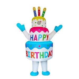 Funny <b>Inflatable</b> Polyester Birthday Cake Mascot <b>Costume</b> Cosplay Suit for Adult Unisex Easy Setup Halloween Party - Product Image 2