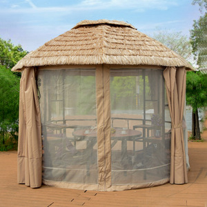 Pabellón de cuatro columnas de estilo del sudeste asiático simulado, dosel de paja Natural, Gazebo, 4m, refugio solar para exteriores, sombrilla para <span class=keywords><strong>Patio</strong></span> - Product Image 3