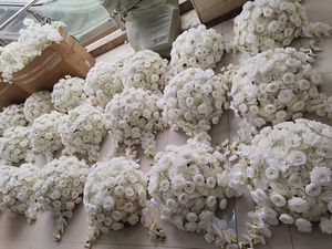 Boule de fleur artificielle W-D016 boule de fleur d'orchidée rose blanche centres de table de mariage pour les décorations de fête de table de mariage - Product Image 5