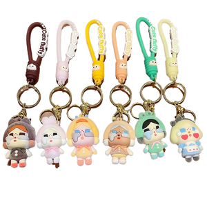 5 Styles Fashion Funny Flocked Plush Eco-Friendly Letterpress Printed Keychains for Women Men Halloween-Themed Soft Jewelry