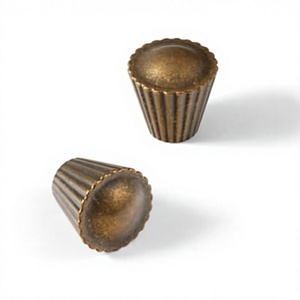 Pomo Redondo de Latón Antiguo para Mueble, Tirador de Cajón con Borde Perlas Tradicional, Juego de 2 Pomos de Latón Sólido para Armario, Herrajes para Muebles - Product Image 1