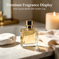 Botol Parfum Kosong Mewah Botol Kaca Persegi Transparan Tutup Logam Emas Kemasan Parfum Premium Grosir