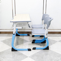 Meubles et équipements préscolaires indiens, ensemble de bureau et chaise double réglables pour élèves, table et chaise de classe primaire