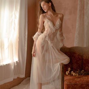Pajamas Sexy Mesh See Through Nightgown <strong>Mature</strong> Women Comfortable Skin Friendly Casual Loungewear for Home Bedroom Sleeping Wear - Product Image 1