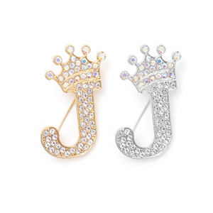 Broche Lettre Initiale Strass – Élégante Épingle Lettre Argentée Pour Femme, Style Cursif Brillant