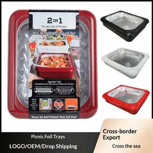 Plateau de conservation en plastique 2-en-1 avec film, idéal pour pique-nique et cuisson - Product Image 2