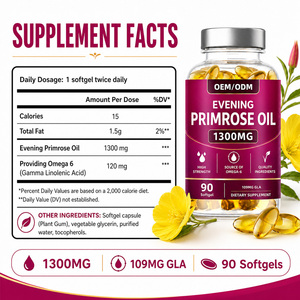Capsules d'huile d'<span class=keywords><strong>onagre</strong></span> en gélules molles 1300mg 109mg GLA Oméga 6 OEM ODM Marque Privée Suppléments Nutritionnels Beauté pour Femmes - Product Image 2