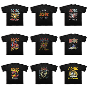 Maglietta <span class=keywords><strong>AC</strong></span>/DC Band Retrò Americana Vintage con Cartoni Animati, Unisex, in Puro Cotone Traspirante, Stile Rock a Maniche Corte - Product Image 1