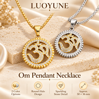 LUOYUNE Collier avec pendentif Om, couleur or et argent, pierre ronde scintillante, symbole spirituel, bijoux à porter au quotidien, cadeau pour hommes et femmes