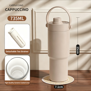 735ml Stainless Steel Vacuum Insulated Tumbler Ceramic Coated Liner Removable <b>Tea</b> <b>Infuser</b> Portable Design Custom Logo Drinkware - Product Image 5