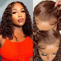 Perruque Lace Front Bouclée 13x4 HD de 36 Pouces en Cheveux Humains avec Base Transparente, Sans Colle, Cheveux Remy HD Complets, Brun Chocolat