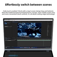 Ventes d'usine, ordinateur portable tout-en-un à double écran tactile 14+14 pouces, SSD, modèle Core I7, Windows 10/11, travail de bureau, jeu, design