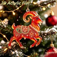 Pendentif en acrylique en forme de mouton du zodiaque transfrontalier pour Noël, avec ailes d'ange, ornement pour sapin de Noël, fabriqué en Chine