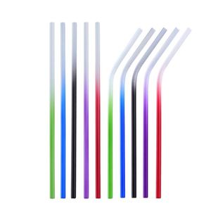 Accessoires de bar, pailles en acier inoxydable réutilisables, droites et courbées, écologiques, 21,5 cm, multicolores, logo personnalisé - Product Image 1