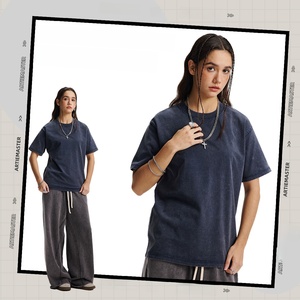 T-shirt da <span class=keywords><strong>uomo</strong></span> in jersey di cotone 100% pesante, stile casual vintage, lavaggio effetto invecchiato, di marca alla moda. - Product Image 3