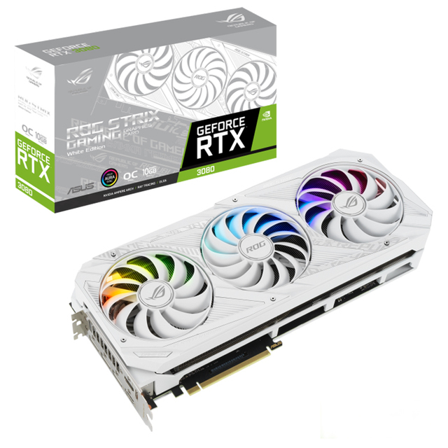 Used ROG STRIX RTX 3080 O10G GAMING WHITE Graphics Card with 10GB GDDR6X 320-bit Memory Support OverClock